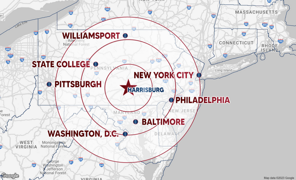 landmark commercial realty radius map