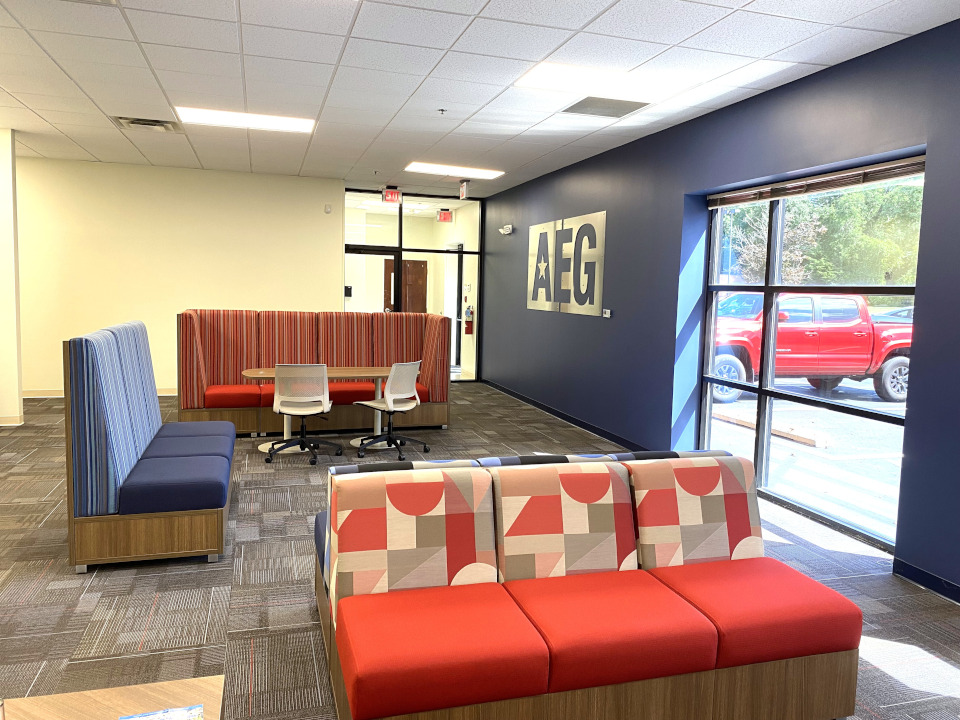 Lobby area of the AEG office building