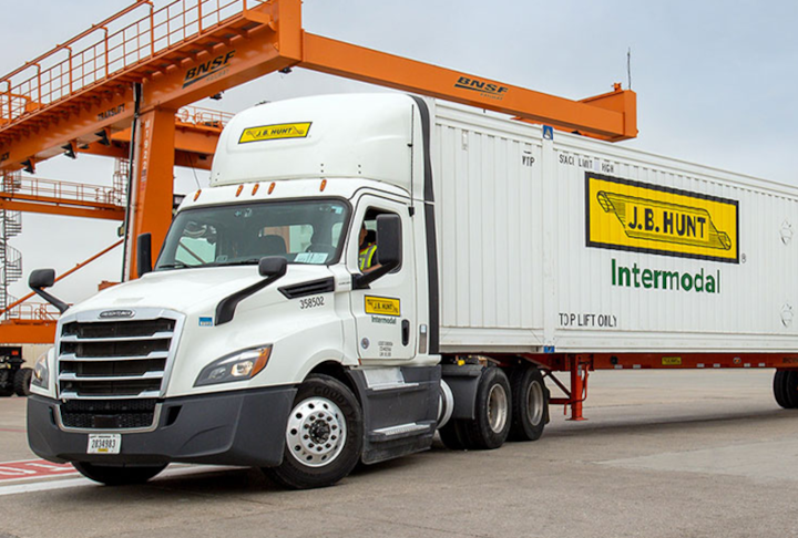 A semi truck operated by the new occupants, JB Hunt.